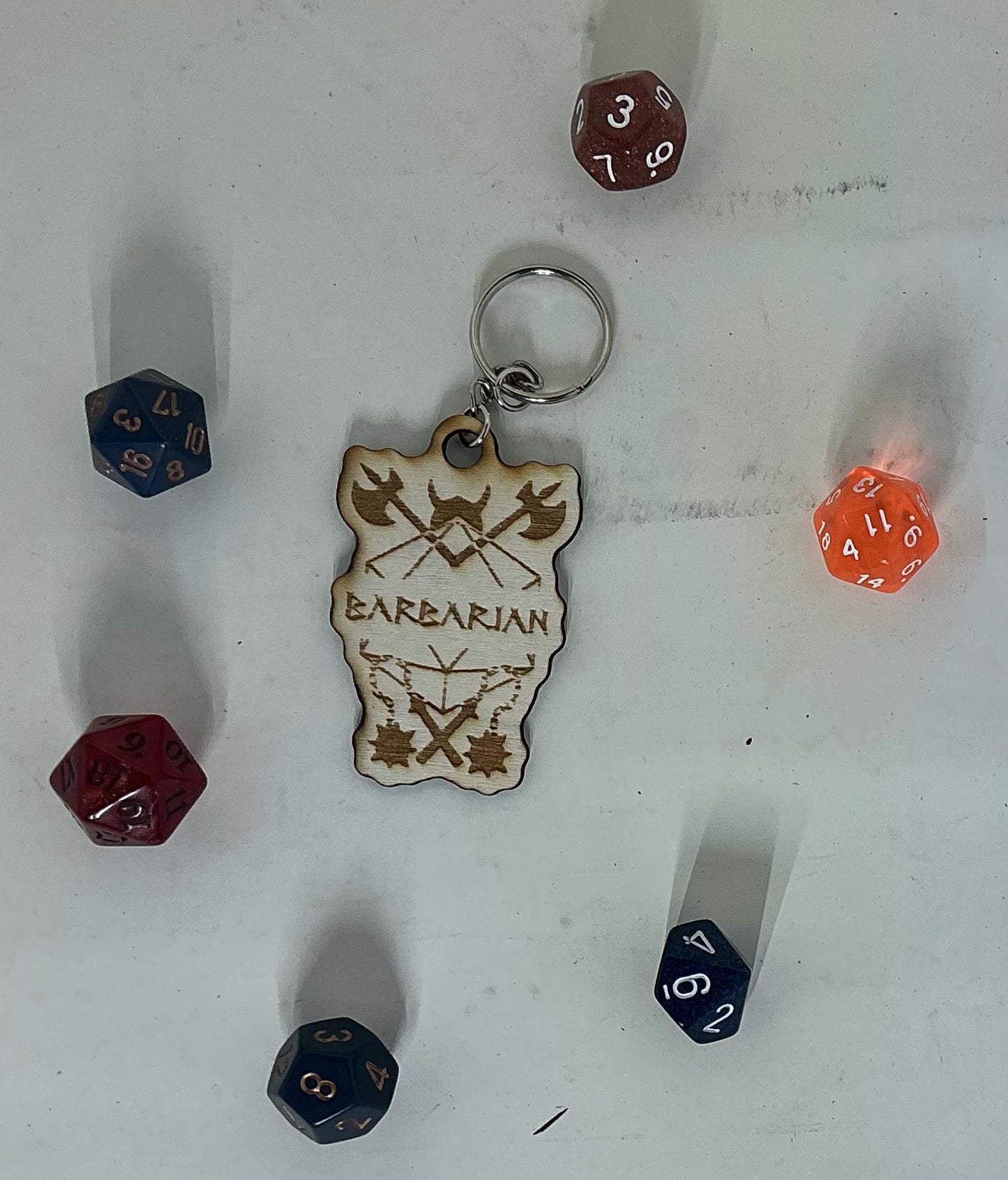 DnD Barbarian Class Keychain – Laser-Cut Basswood Tabletop RPG Accessory