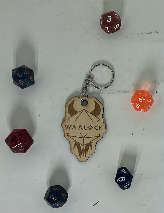 DnD Warlock Class Keychain – Laser-Cut Basswood Tabletop RPG Accessory