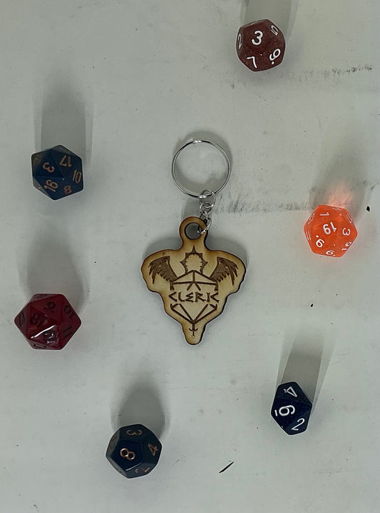 DnD Cleric Class Keychain – Laser-Cut Basswood Tabletop RPG Accessory