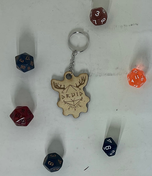 DnD Druid Class Keychain – Laser-Cut Basswood Tabletop RPG Accessory