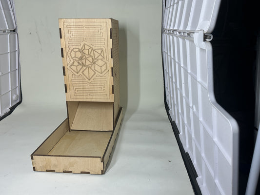Wood Dice Tower – Handmade Basswood DnD Dice Tower with Lid Tray