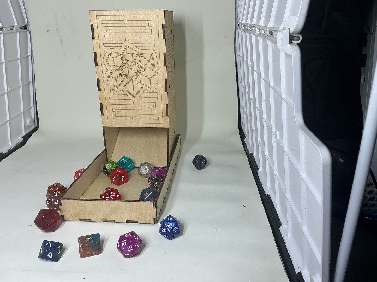 Wood Dice Tower – Handmade Basswood DnD Dice Tower with Lid Tray