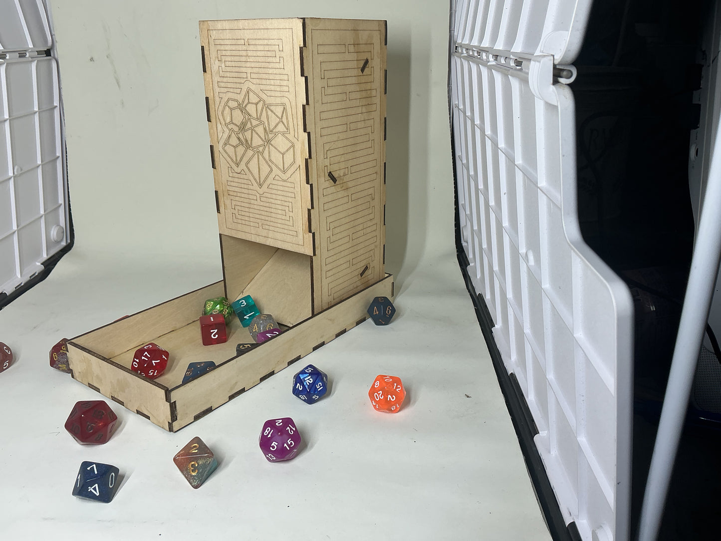 Wood Dice Tower – Handmade Basswood DnD Dice Tower with Lid Tray